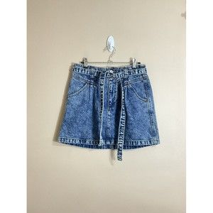 Abercrombie & Fitch Womens Denim Mini Skirt Size 6/28 Blue Acid Wash Button Fly